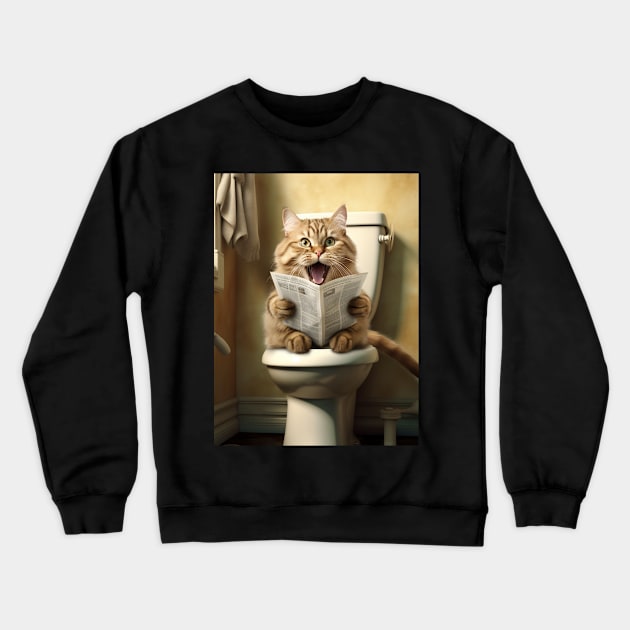 The Feline Newshound Crewneck Sweatshirt by vk09design